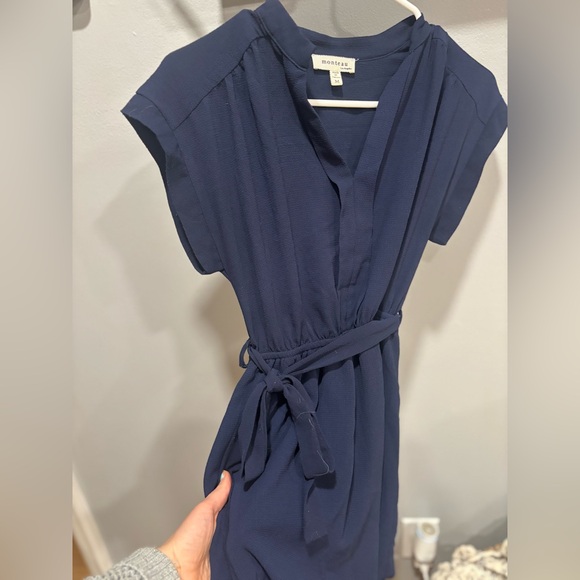 Navy Blue Short Sleeve Dress - Picture 3 of 4